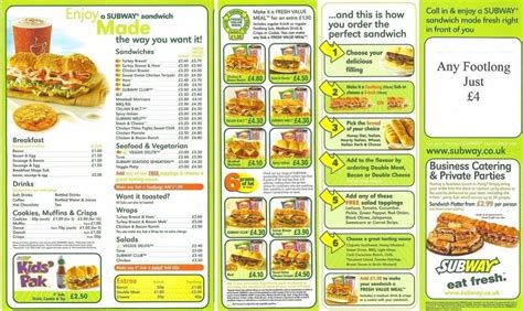 Subway Printable Menu | Carisoprodolpharm Throughout Subway with regard ...