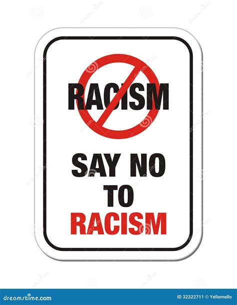 Say no to racism sign stock vector. Illustration of human - 32322711