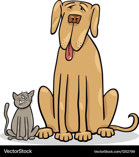 Small cat and big dog cartoon Royalty Free Vector Image