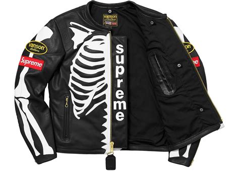 Supreme Vanson Leather Bones Jacket Black - FW17