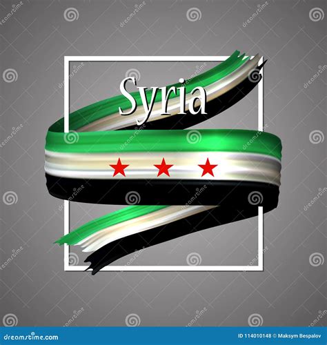 Syria Flag. Official National Colors. Syrian 3d Realistic Stripe Ribbon ...