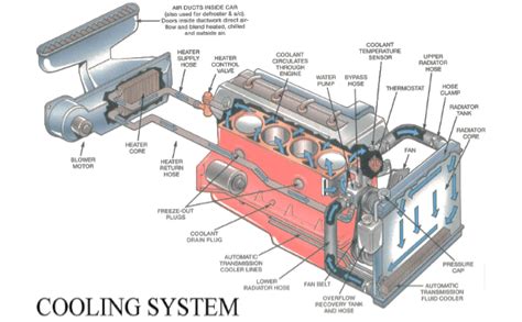 Components of cooling system in a car engine