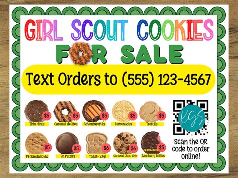 Girl Scout Cookie Sales Flyer Editable Canva Template - Etsy