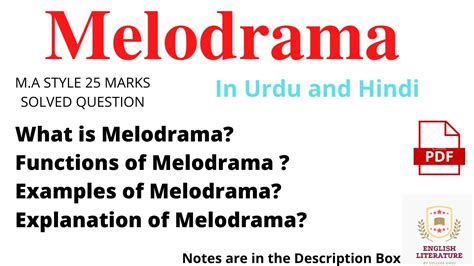 Melodrama Definition, Melodrama Explanation, Melodrama Subgenres of drama, Melodrama PDF. BSELN ...