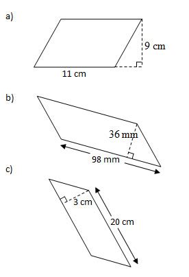 Area of Parallelograms (Worksheets, Solutions, Examples)