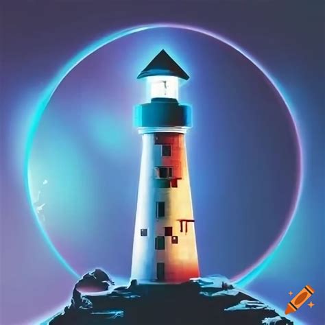 Iconic retrofuturism lighthouse code logo on Craiyon