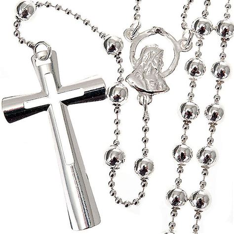 Silver rosary necklace, silver 925 4 mm beads | online sales on HOLYART.co.uk