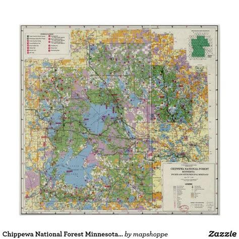 Chippewa National Forest Minnesota Map Poster #Vintage #Maps #Posters