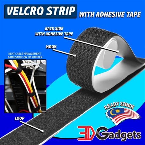 Velcro Strip Self Adhesive Tape 25mm Width 1 Meter Length Loop + Hook