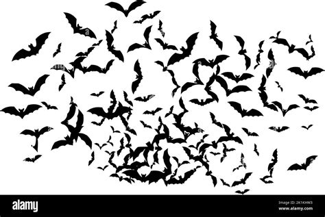 Bat swarm. Flying bat silhouette. Halloween Decoration element Stock Vector Image & Art - Alamy