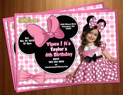 FREE Printable Minnie Mouse Birthday Invitations Personalized | FREE ...