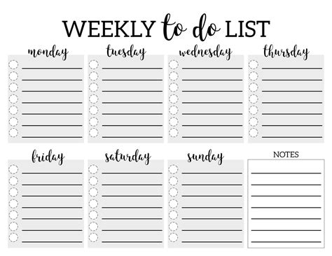 Free Printable Weekly Task List
