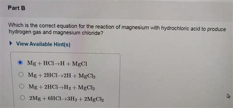 Solved Part B. Which is the correct equation for the | Chegg.com