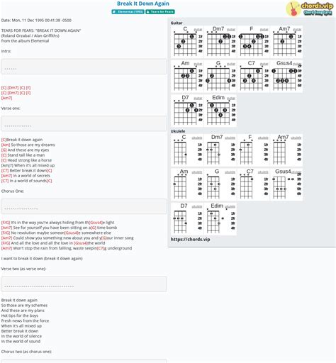 Chord: Break It Down Again - Tears for Fears - tab, song lyric, sheet ...