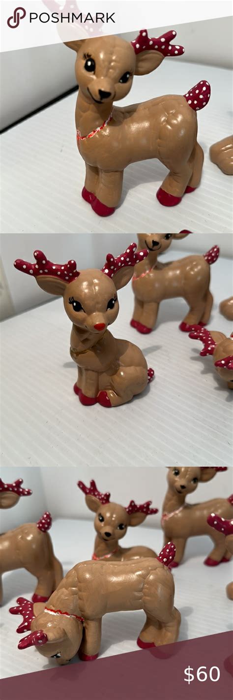 Cute Vintage Kimple Ceramic Mold Christmas Reindeer Deer Figurine 4”x4”set of 7 | Vintage, Molde