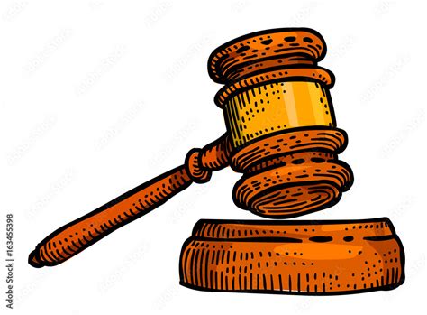 Cartoon image of Law Icon. Judge Gavel symbol. An artistic freehand ...