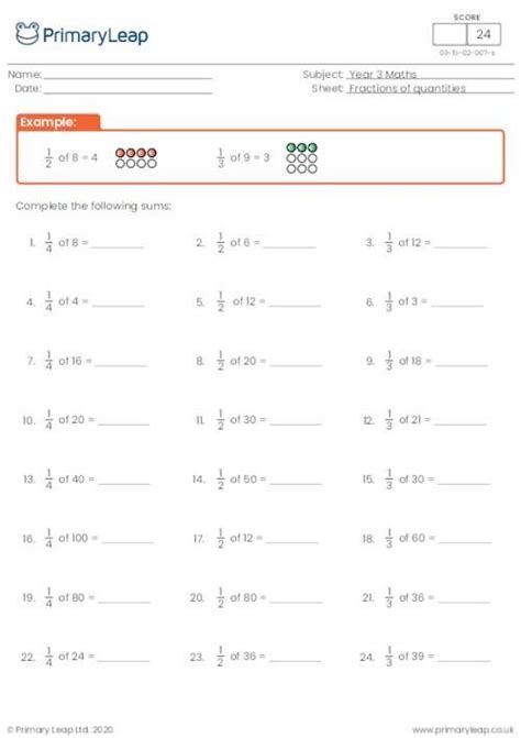 Fractions Of Quantities | Math examples, Fractions worksheets grade 4, Fractions