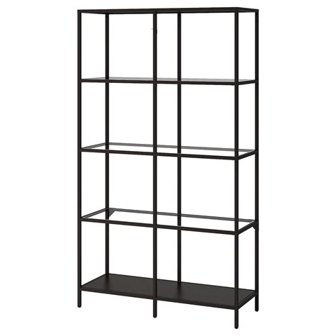 VITTSJÖ Shelf unit, black-brown, glass, Width: 39 3/8" - IKEA