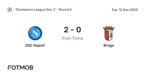 Napoli vs Braga - live score, predicted lineups and H2H stats.