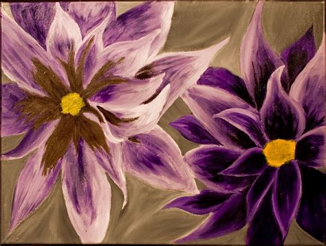 Handmade Purple Flowers, 16x22in Acrylic On Canvas, Original Painting ...