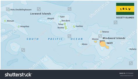 Society Islands Map Stock Vector Illustration 257356969 : Shutterstock