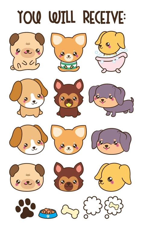 Kawaii dog clipart cute dog clipart dog breeds clipart | Etsy Funny Drawings, Cute Kawaii ...