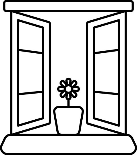 Flower Pot With Window Door Line Art Icon. 24198338 Vector Art at Vecteezy