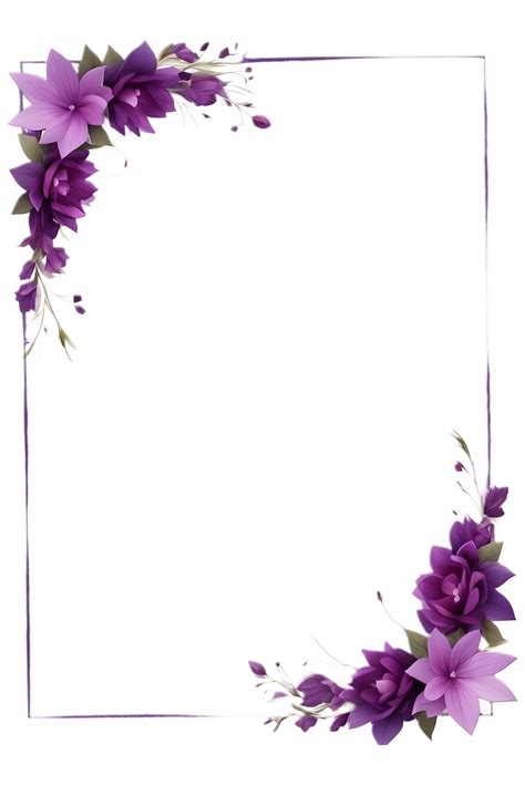 Purple Flower Border Frame PNG Transparent Background Ai Generative ...