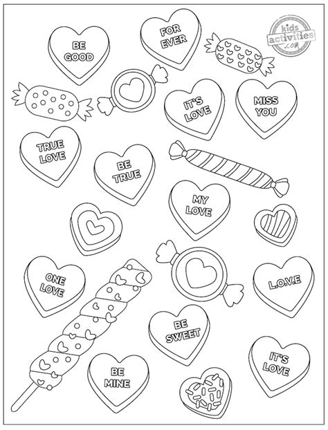 Sweethearts Candy Hearts Sketch Coloring Page