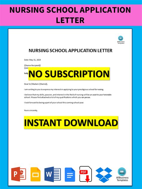 Nursing School Application Letter | Templates at allbusinesstemplates.com