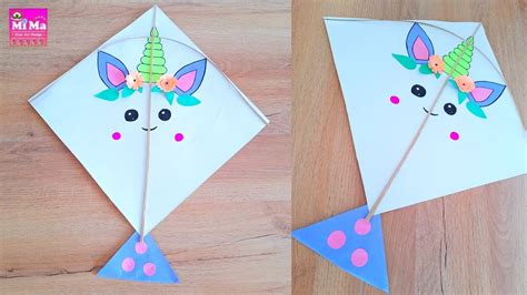 CUTE DIY Unicorn 🦄 Kite Making Tutorial |Patang | How To make Kite at ...