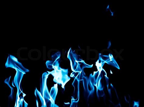 Blue flame fire on black background | Stock image | Colourbox