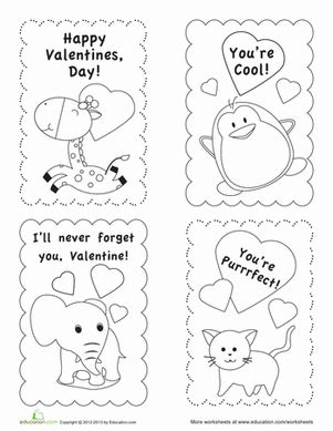 Valentine's Day Card Templates | Worksheet | Education.com | Valentine card template ...