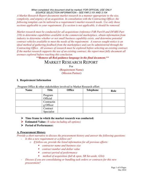 Market Research Report Template