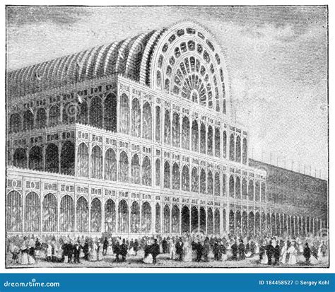 The Crystal Palace Front in Hyde Park for Grand International Exhibition of 1851, London. Stock ...