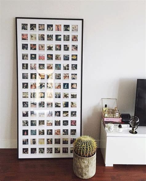 98 Polaroids in a frame - such a cute idea! | Gallery wall decor, Polaroid wall, Polaroid display