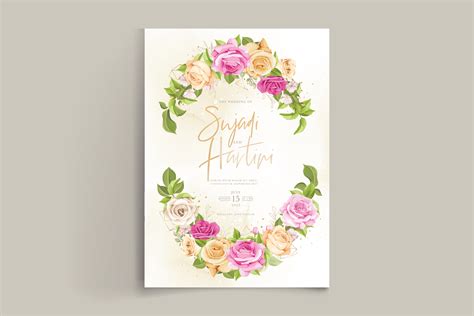 Hand Drawn Rose Wedding Card Set Graphic by lukasdedi store · Creative Fabrica