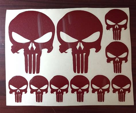 10 pack of Punisher Skull Vinyl Decal Window Stickers | Etsy