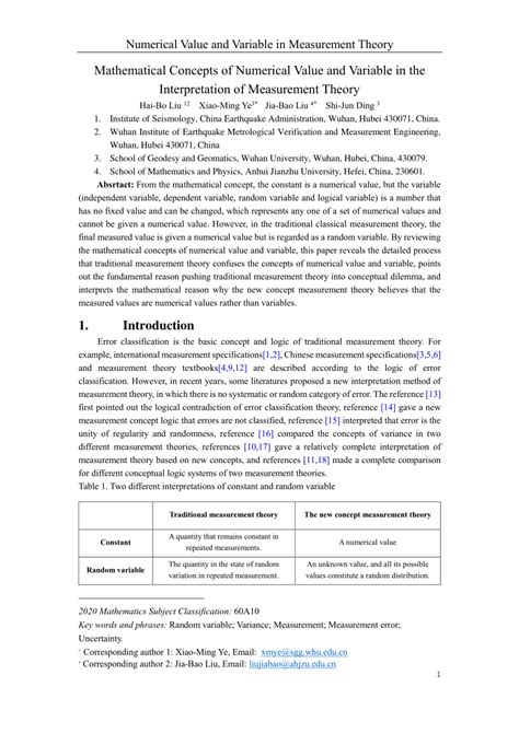 (PDF) Mathematical Concepts of Numerical Value and Variable in the Interpretation of Measurement ...