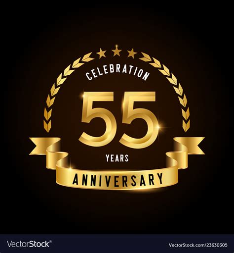 55 years anniversary celebration logotype golden Vector Image