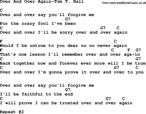 Country Music:Over And Over Again-Tom T Hall Lyrics and Chords