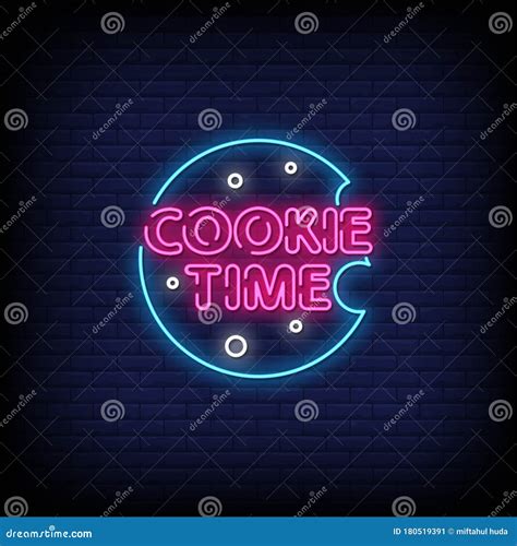 Cookie Time Neon Signs Style Text Vector Stock Vector - Illustration of ...