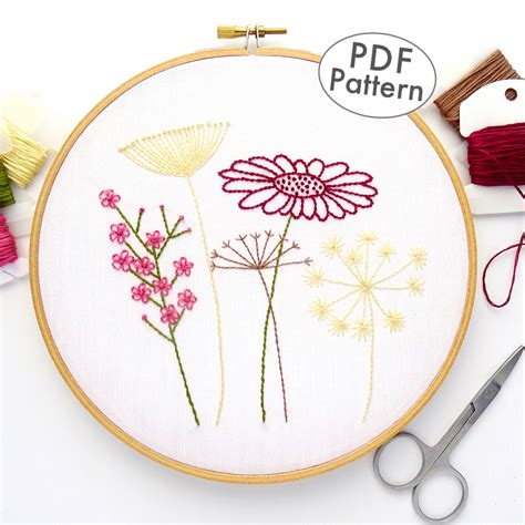 Wildflower Embroidery Pattern Design : In the hoop Poppy Coasters Applique Machine Embroidery ...