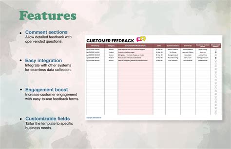 Customer Feedback Form Template in Excel, Google Sheets - Download ...