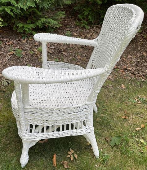 White Wicker Armchair For Sale at 1stDibs