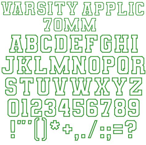 ESA Embroidery Font: Varsity Applique 70mm