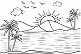 Tropical Beach Coloring Page sketch template