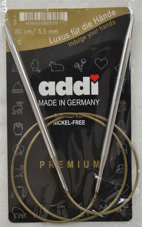 Addi Circular Knitting Needle 80cm x 5.50mm White Brass Gold Cords