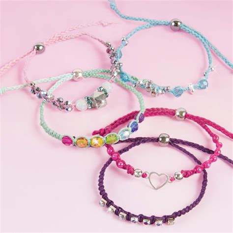 Make It Real - Rainbow Bling Bracelets. DIY Bead and Knot Bracelet Making Kit for Girls. Arts ...