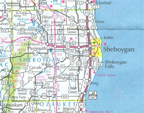 Sheboygan County Map - Wisconsin - Wisconsin Hotels - Motels - Vacation ...